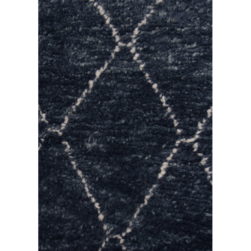 Moroccan Wool Geometric Area Rug in Charcoal, Rectangle 6' x 9'