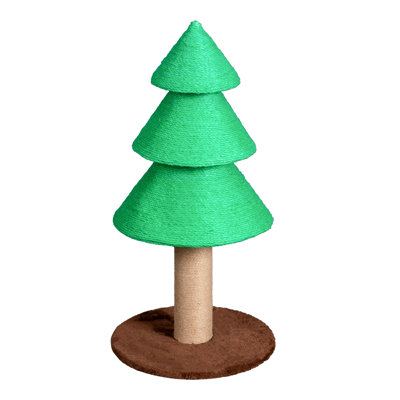 31.5-inch Christmas Tree Cat Scratching Post–  For Indoor Cats, Festive Home Décor, Durable Rope, Cozy Fleece Base, Stable Construction, Pet-safe