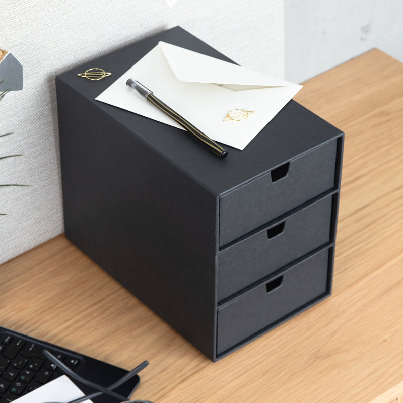 Organisateur de bureau à 3 tiroirs Bigso, Gris foncé