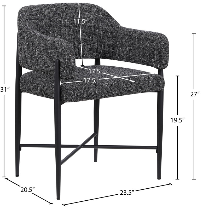 Jacenta Fabric Dining Chair, Black Polyester Fabric