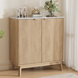 Seyla 31.5'' Sideboard with Solid Wood Legs & 2 Adjustable Shelves, Double Curved Fluted Door