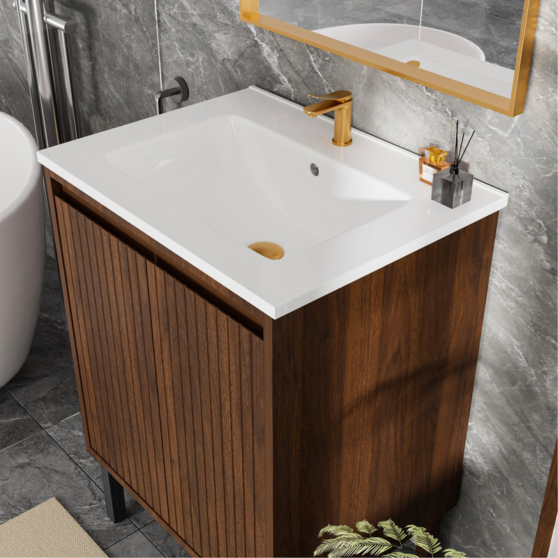 Meuble-lavabo 24 po sans lavabo, Brun mat, 24"