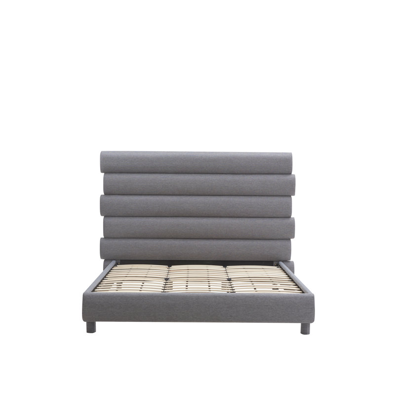 Luxury 60-Inch Asymmetrical High-Back Linen Upholstered Platform Bed - Memory Foam Compatible, No Box Spring Needed | Elevate Your Bedroom with Contemporary Style & Restful Comfort