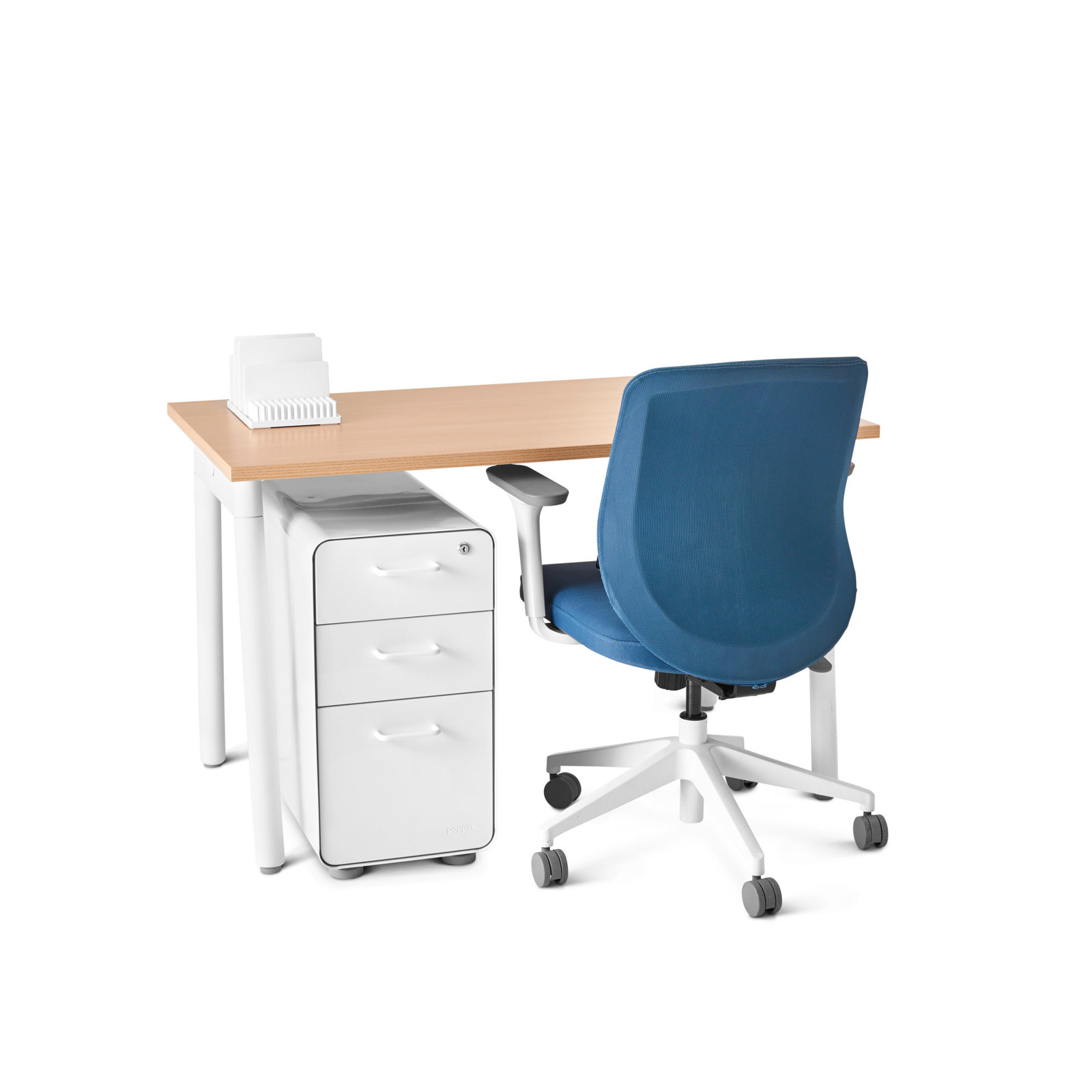 Series A Writing Desk, Natural Oak/White, 47"L x 27"D x 29"H