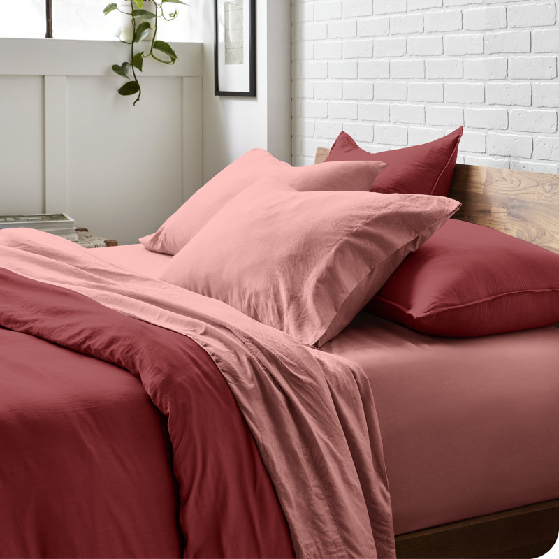 Washed Ultra-soft Microfiber Sheet Set, King Sheet Set with 2 Pillowcases, Dusty Rose