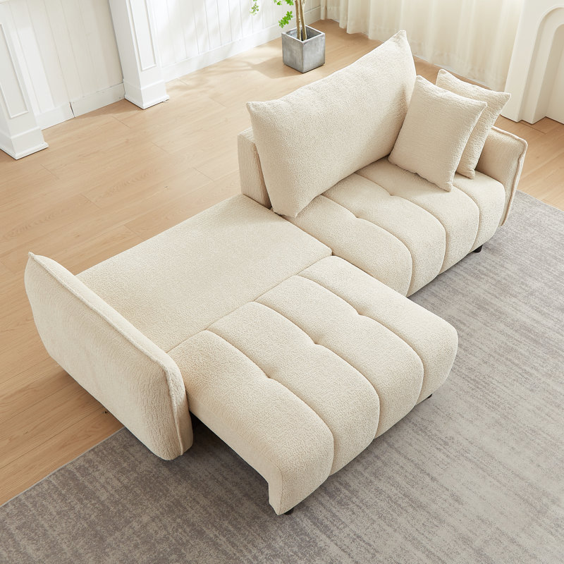 Abner 90.1" Full Size Convertible Tufted Sleeper Sofa With Storage For Living Room, Beige