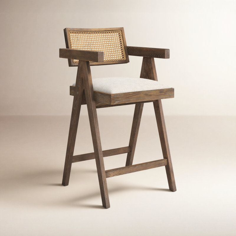 Indie Medium Brown w/ Cane Counter Stool, Counter Stool (24.25" Seat Height)