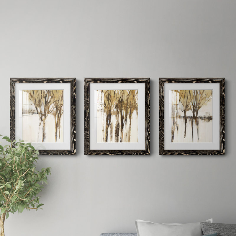 Perfect Harmony - ensemble de 3 reproductions d'art encadrées, H 18 po x l 45 po x P 1,5 po, Papier encadré noir, Blanc