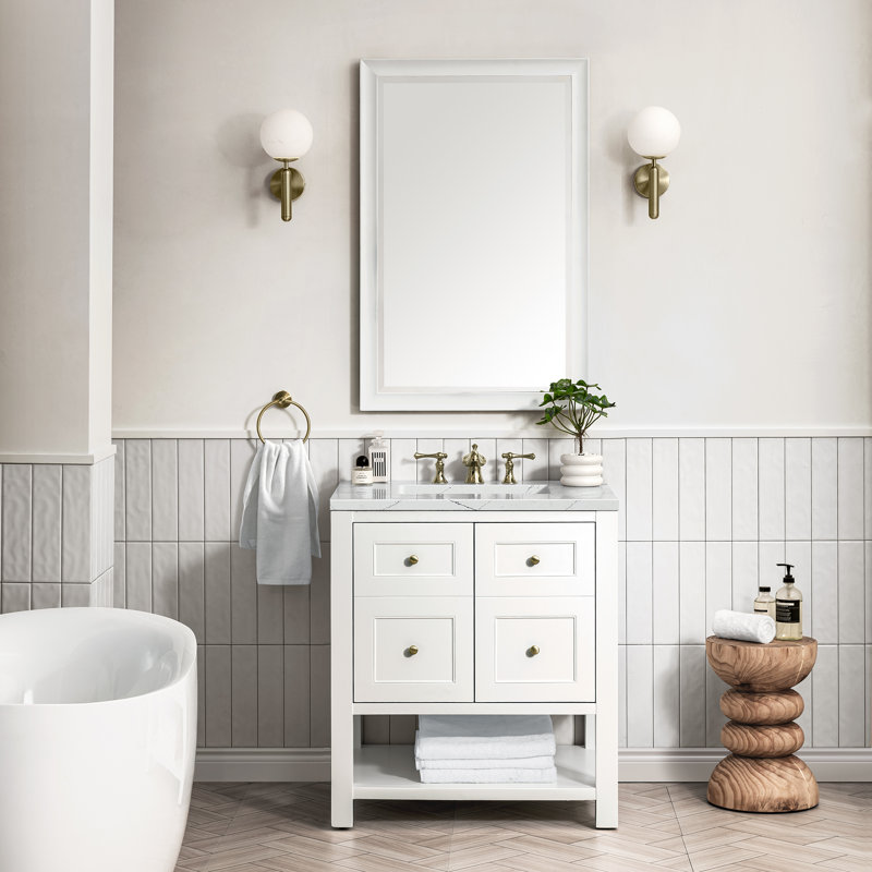 Breckenridge 30'' W Single Vanity, Ethereal Noctis, Bright White, 8" Widespread