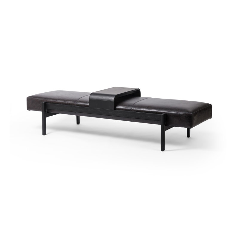 Banc en bois massif Romina, Noir Sonoma / ébène brossé, Brushed Ebony