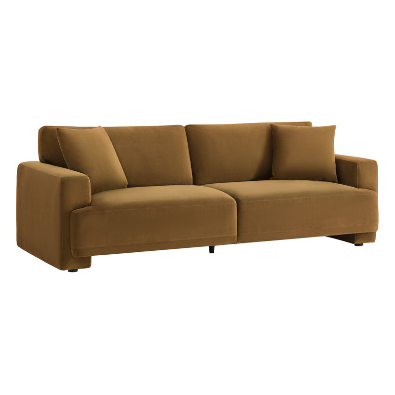 Canapé profond rembourré 90 po Ives, Velours performance ocre Soren