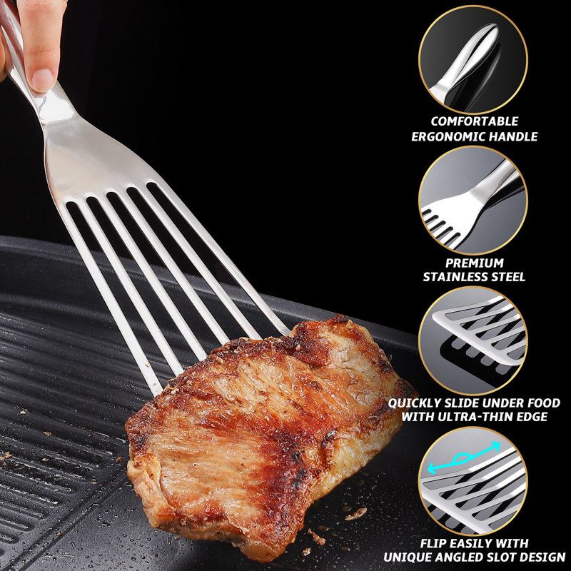 Stainless Steel Rectangular Turner Set for Flipping and Cooking