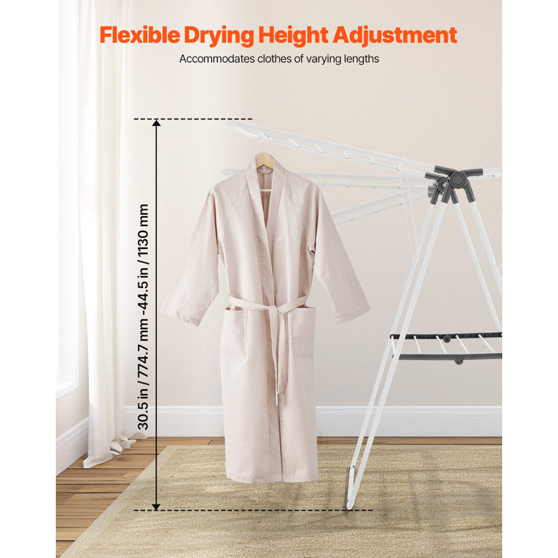 Séchoir à vêtements, séchoir à linge pliable à 2 niveaux avec pinces à chaussettes et 21 tiges de séchage, grilles de séchage en métal à hauteur réglable pour cintre extérieur et intérieur, autoportant et peu encombrant, blanc