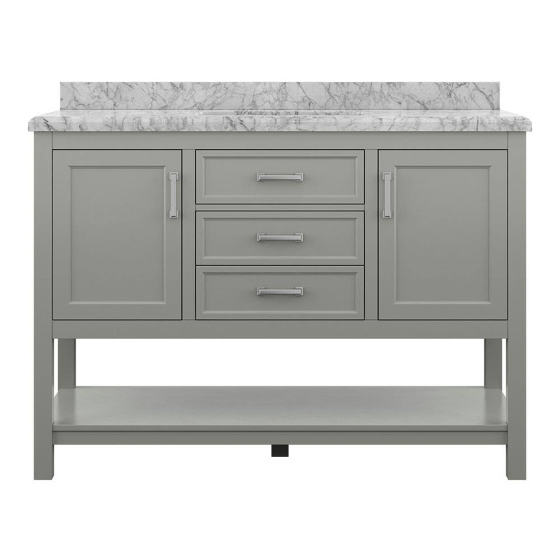 Keisha 49'' Single Bathroom Vanity with Carrara Marble Top, Gray