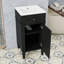 Meuble-lavabo autoportant avec lavabo en céramique, tablette réglable et porte à fermeture en douceur-1905864011