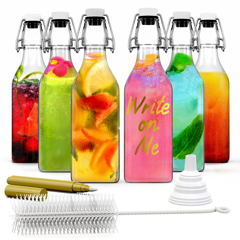  Ensemble de bouteilles en verre à couvercle carré 8,5 oz (paquet de 6)