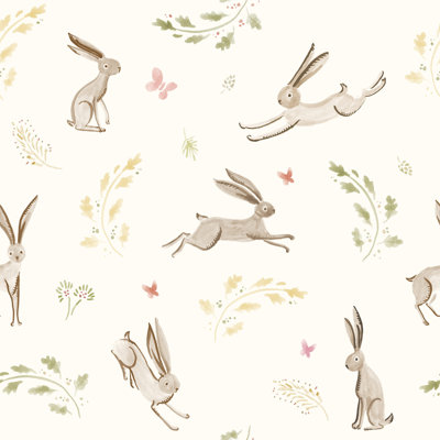 Springtime for Bunnies 33' L x 20.5" W  Wallpaper Roll
