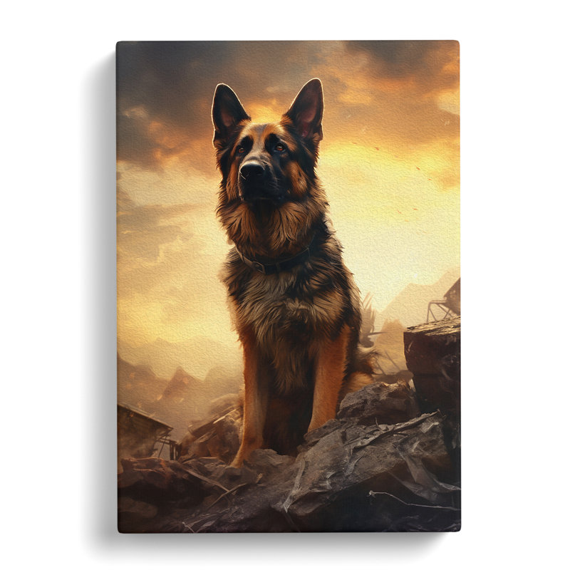 German Shepherd Conceptual - Wrapped Canvas, 60cm H x 40cm W x 3cm D
