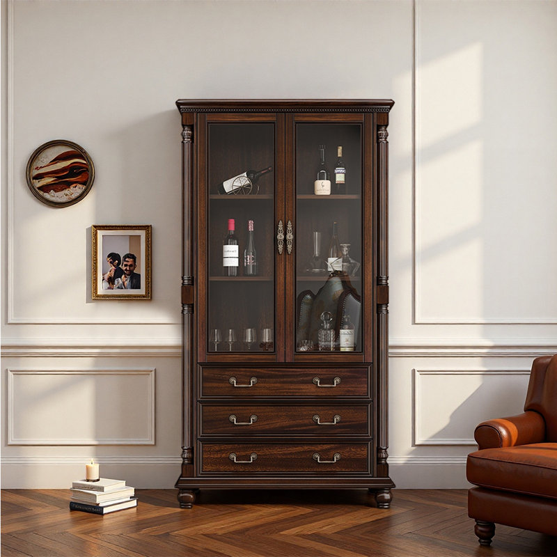 Bibliothèque de luxe américaine entièrement fermée, (3 tablettes) H 76,77 po x l 41,73 po x P 16,34 po