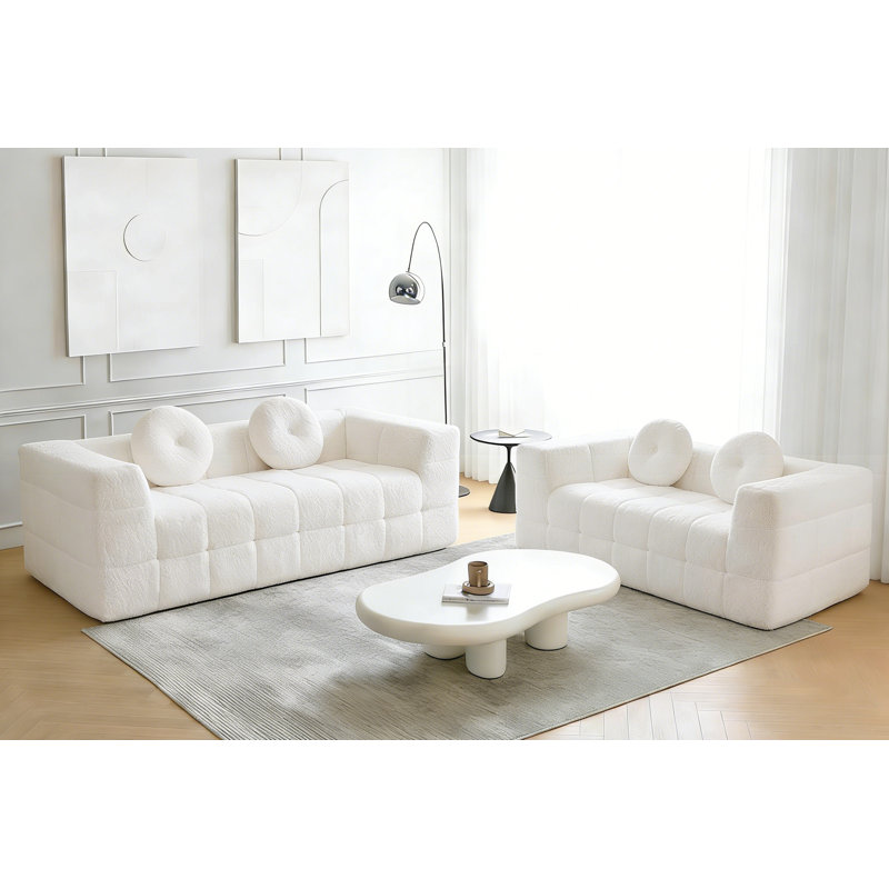 Ensemble de salon 2 pièces sans assemblage, Blanc