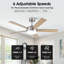 Vaczon 48" Modern Smart Dimmable Ceiling Fan with 3CCT LED Lights, 6-Speed Reversible DC Motor, Timer, Remote and App Control-1984583735