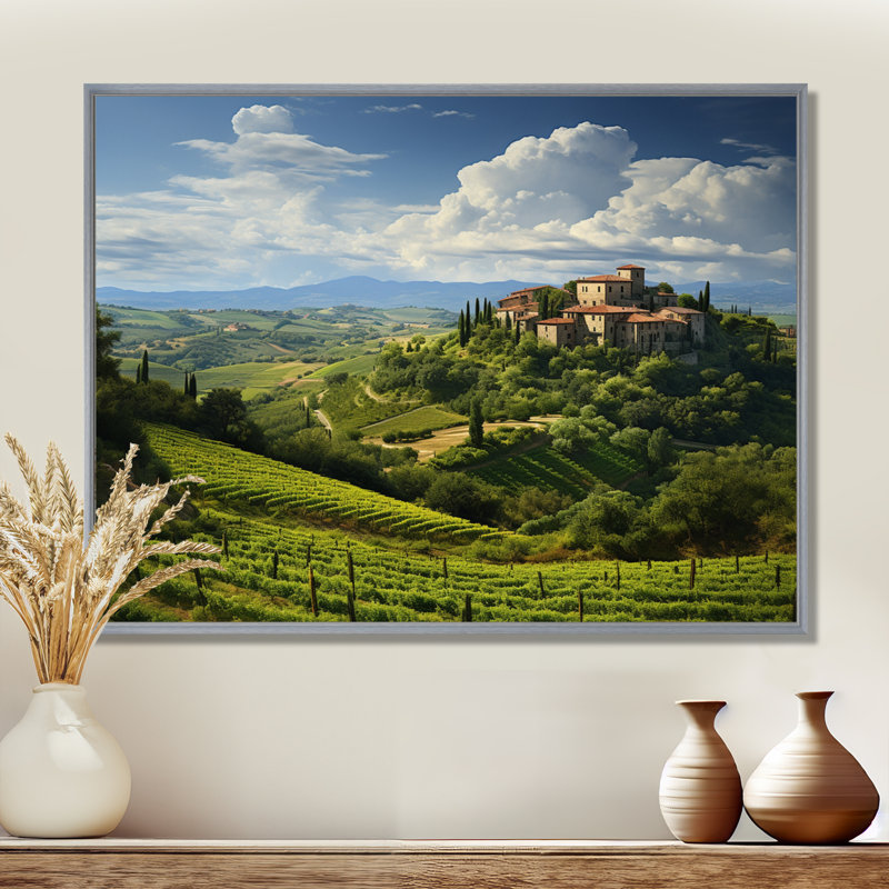 Italie, tranquillité toscane, Italie, art mural, H 16 po x l 32 po x P 1 po, Encadrement argenté