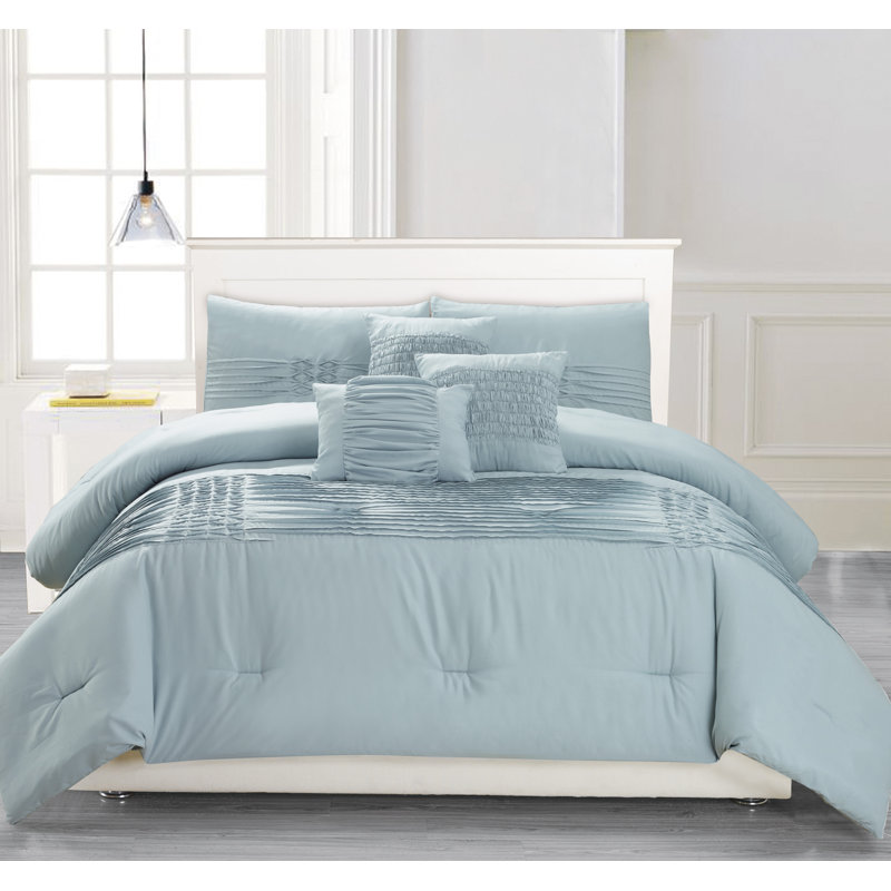Ensemble d'édredon réversible Geonna, Bleu éther, Édredon double / grand + 2 taies d'oreiller