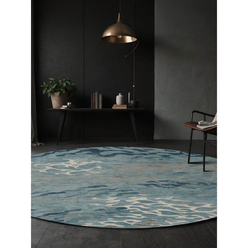 Tapis gris lavable à la machine, Rond 6 pi