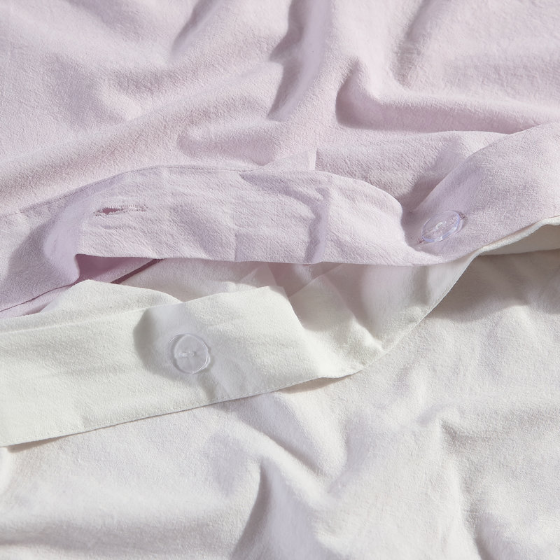 Lavender and White Cotton Reversible King Duvet Cover Set