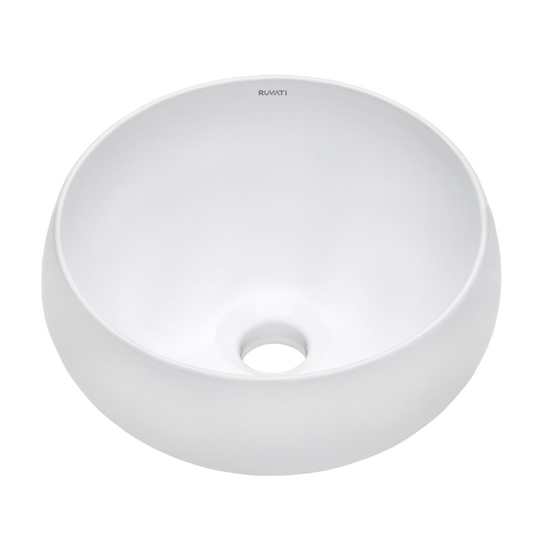 Lavabo vasque de salle de bain rond blanc en porcelaine Ruvati, L 12 po x l 12 po x P 6 po