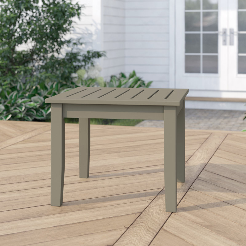 Hursey Square Rubberwood Outdoor Side Table , 25'' in. W 25'' in. D, No Cushion, Gray