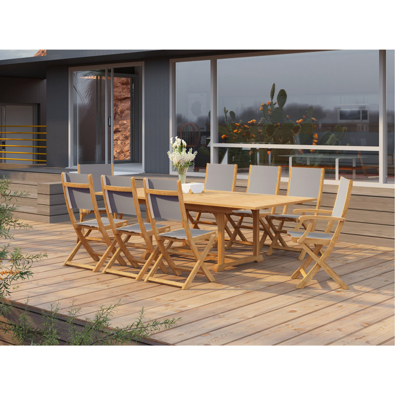 Stella Folding Teak Patio Dining Chair, Brown