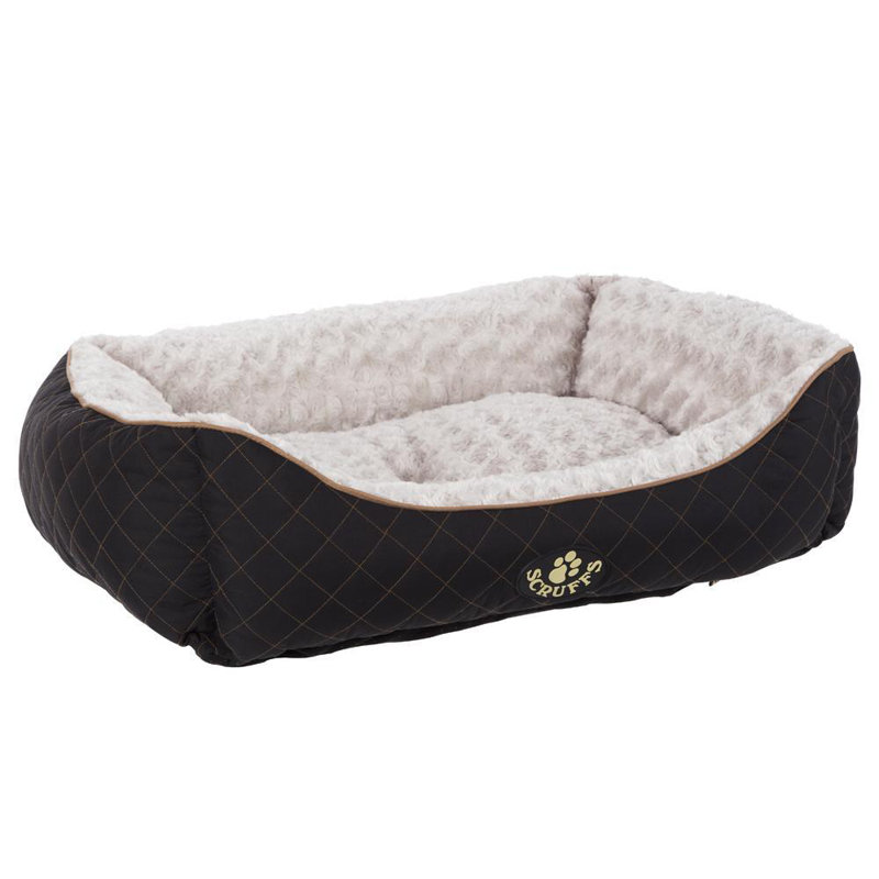 Wilton Polyester Pet Bed, 16cm H x 60cm W x 50cmD, Black/White