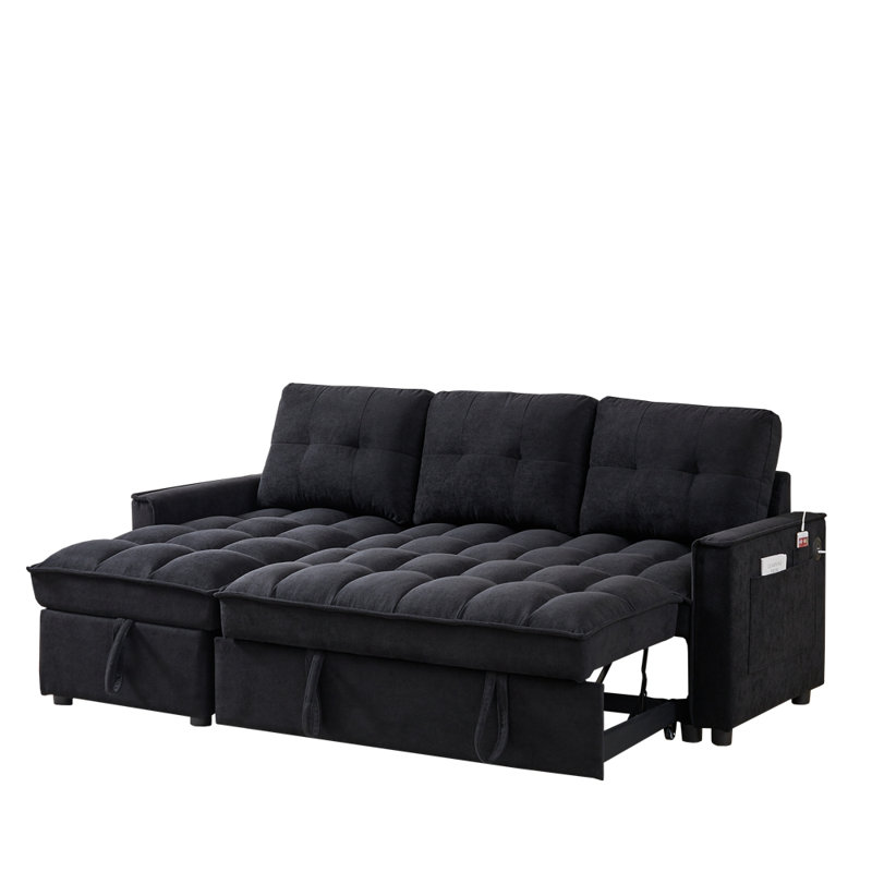 Nickcola Upholstered 78.25'' Sofa, Black