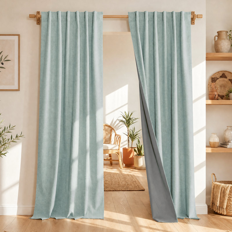 Parbel 100% Blackout Curtain for Bedroom & Living Room Thermal Insulated Privacy Room Darkening Drapes, 2 Panels, Aqua