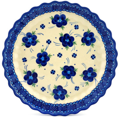 Plat à tarte plissée fleur polmedia bleu-belle