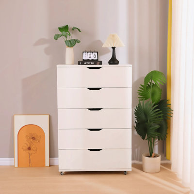 Commode à 5 tiroirs avec roulettes