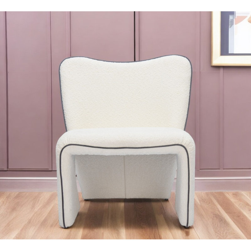  Chaise d'appoint ivoire en fausse peau de mouton