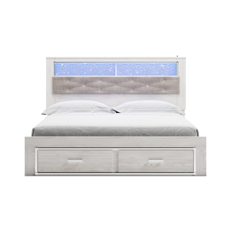 Beamond Upholstered Bookcase Bed, King