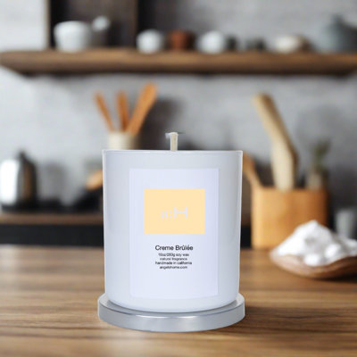 Bougie parfumée A: H Crème brûlée avec porte-verre