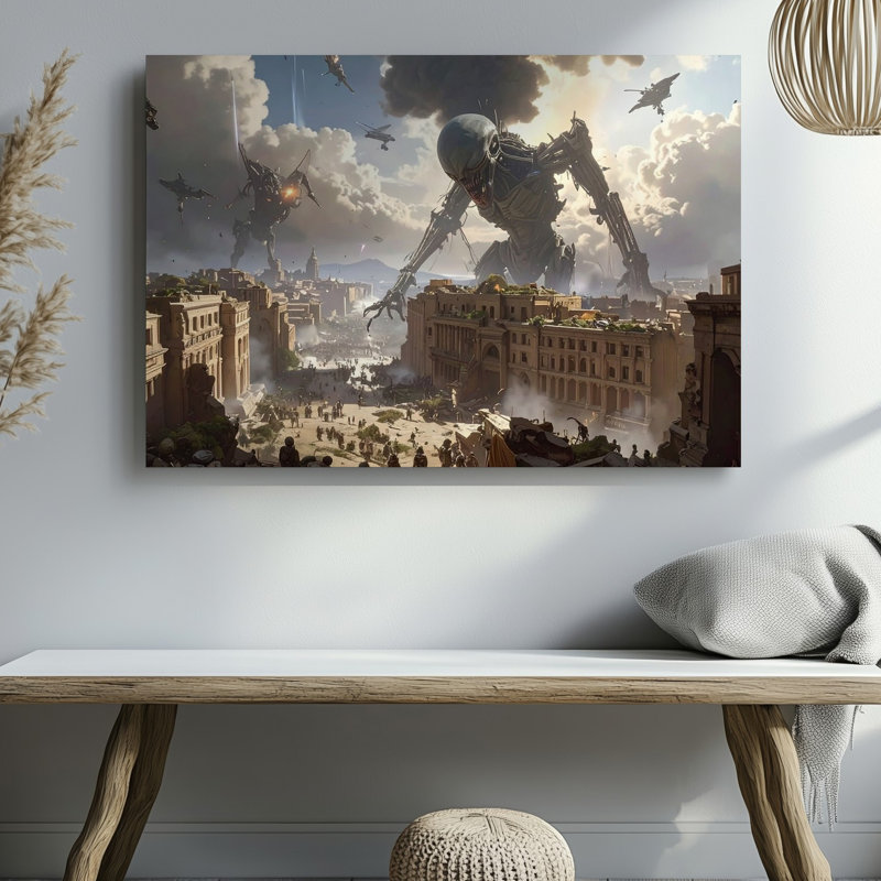 Art mural sur toile Futuristic Siège, H 16 po x l 20 po