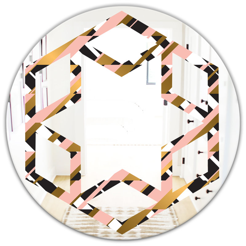 Miroir mural à damier moderne et contemporain Hexagon Star, 23,6 po x 23,6 po