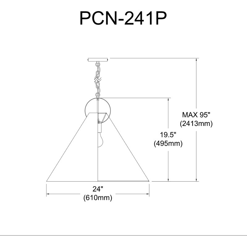 Luminaire suspendu incandescent 1 lumière Princeton, Noir mat, Noir, H 19,5 po x l 24 po x P 24 po