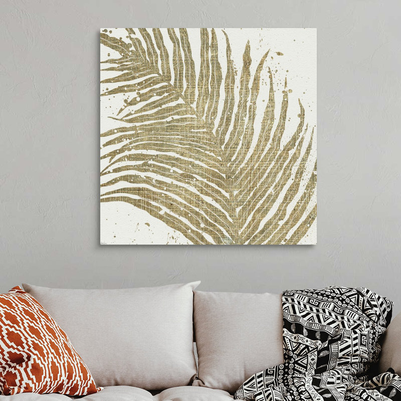 «Gold Leaves I», art mural sur toile, Toile tendue, H 36 po x l 36 po