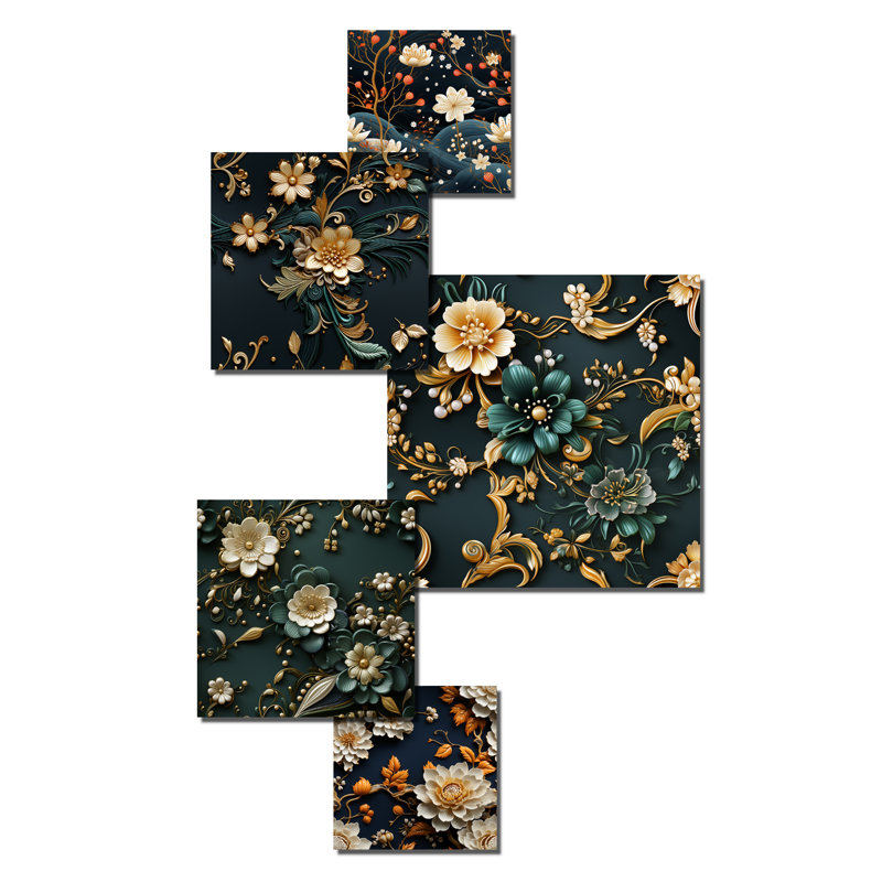 Rowen - ensemble d'art mural floral de 5