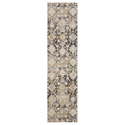 Windermere Karastan Ireby Floral Low Pile Stain and Fade Resistant Polyester Indoor Area Rug in Gray