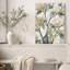 Tableau sur toile représentant des branches de magnolia aux tons verts et orange discrets-1789465010