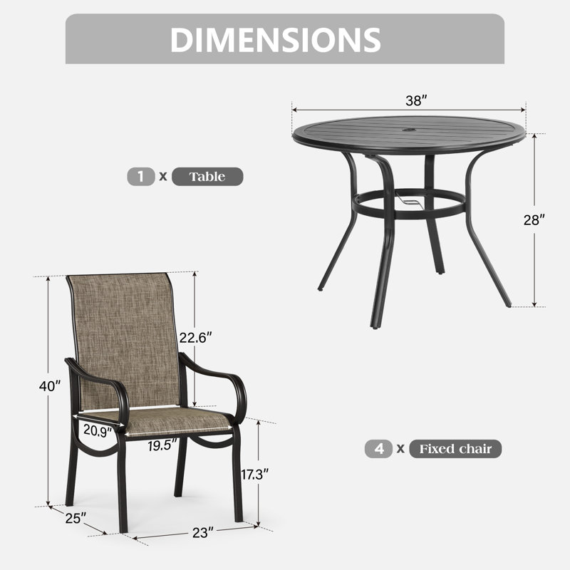 Ensemble de table de salle à manger d'extérieur 5 pièces