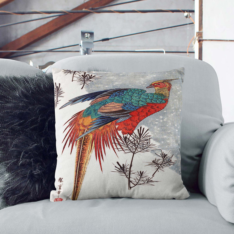 A Golden Pheasant Square Throw Cushion, 40 x 40 cm, Black