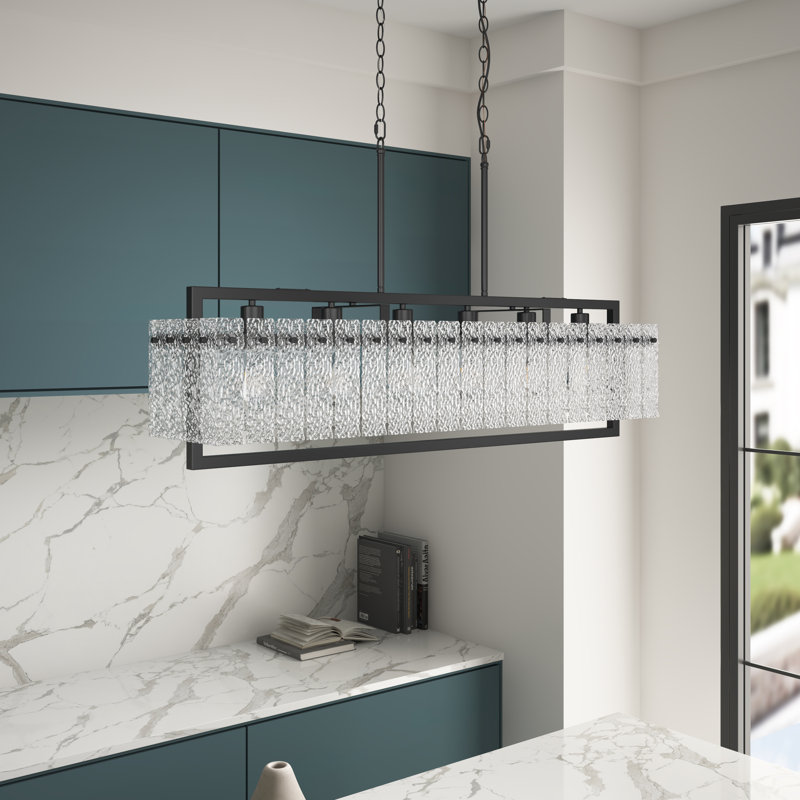 Lustre suspendu 6 lumières en verre industriel à intensité variable